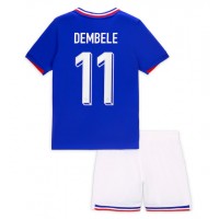 Camisa de Futebol França Ousmane Dembele #11 Equipamento Principal Infantil Europeu 2024 Manga Curta (+ Calças curtas)